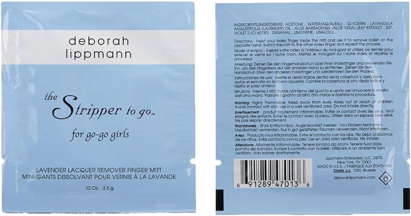 Deborah Lippmann The Stripper To Go Lavender Nail Polish Remover Mitts - 6 Travel-Friendly Packs - Image 2